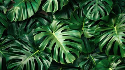 Fototapeta premium Lush Green Tropical Leaves with Intricate Veining