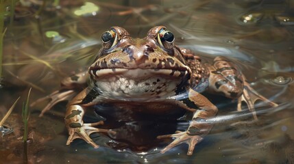Fototapeta premium A Close-Up of a Frog Submerged in Water