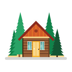 Red barn house illustration. Flat vector isolated of farmhouse on white background.