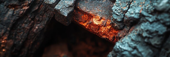 Fototapeta premium A tight shot of an end-grain wood piece engulfed in flames