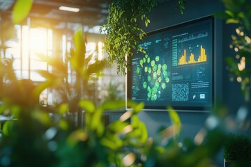 Obraz premium A computer monitor displays a graph of a plant's growth