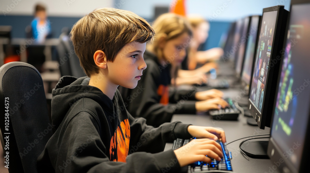 Poster kids are learning how to code online! they're making simple games using computer languages. the cour