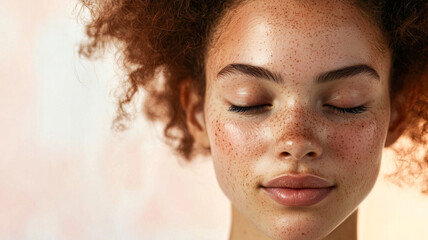 Close-Up of a Woman's Face with Vitiligo, Emphasizing Skin Tone Differences.