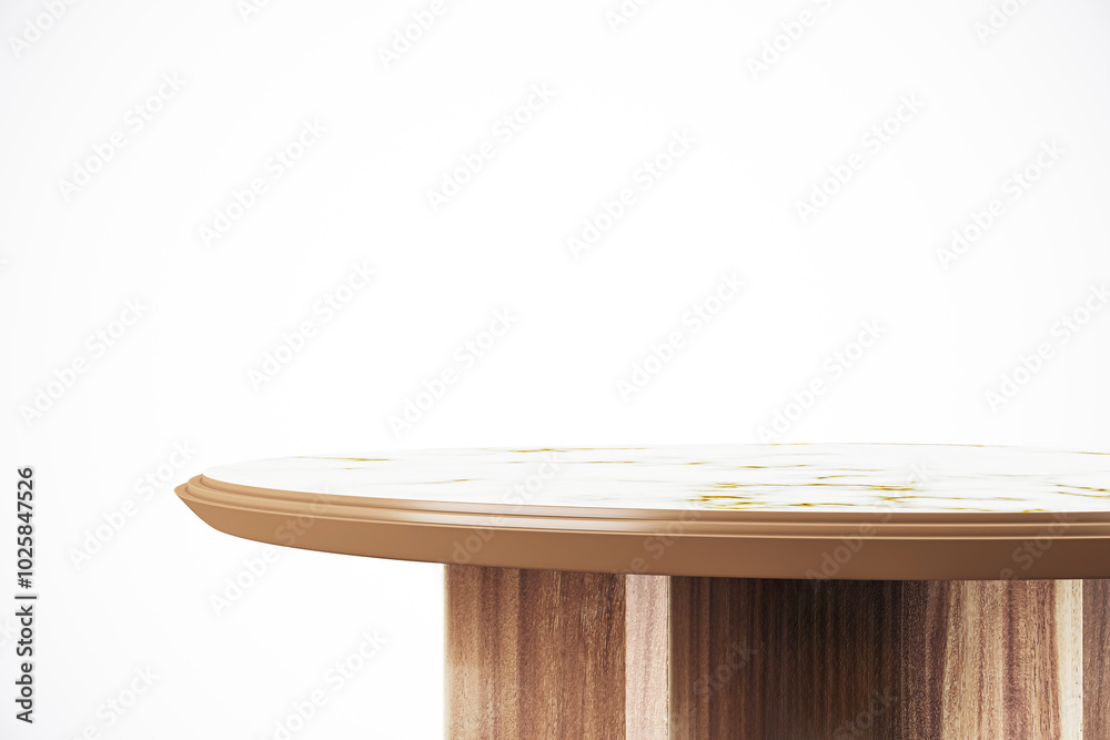 Poster Elegant round table on white background. 3D Rendering