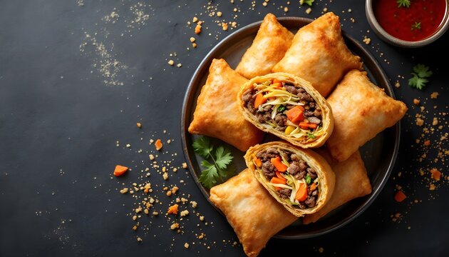 Deep-fried Chiko Rolls stuffed with vegetables and beef (Australian Cuisine)