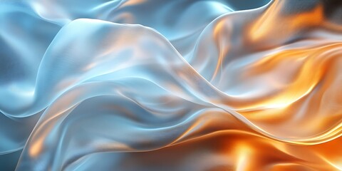 Obraz premium Flowing silk fabric in blue and orange hues.