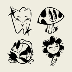 Cartoon characters icon set