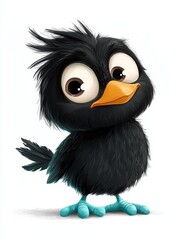 Fototapeta premium A tight shot of a cartoon bird with oversized eyes and a comical expression on its beak and legs