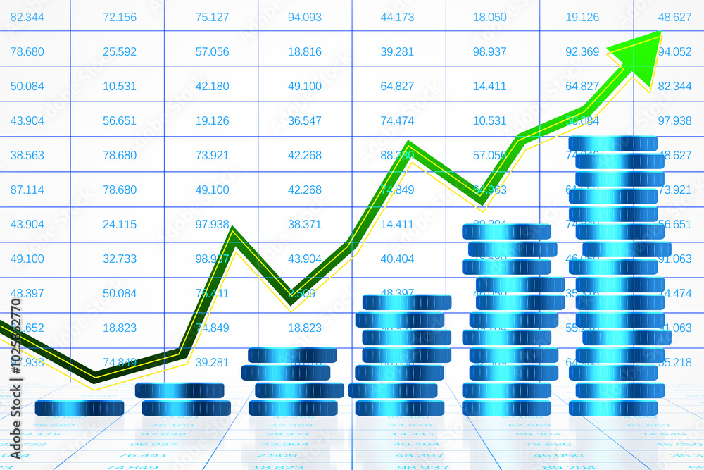 Leinwandbilder financial growth chart and data visualization. 3d rendering