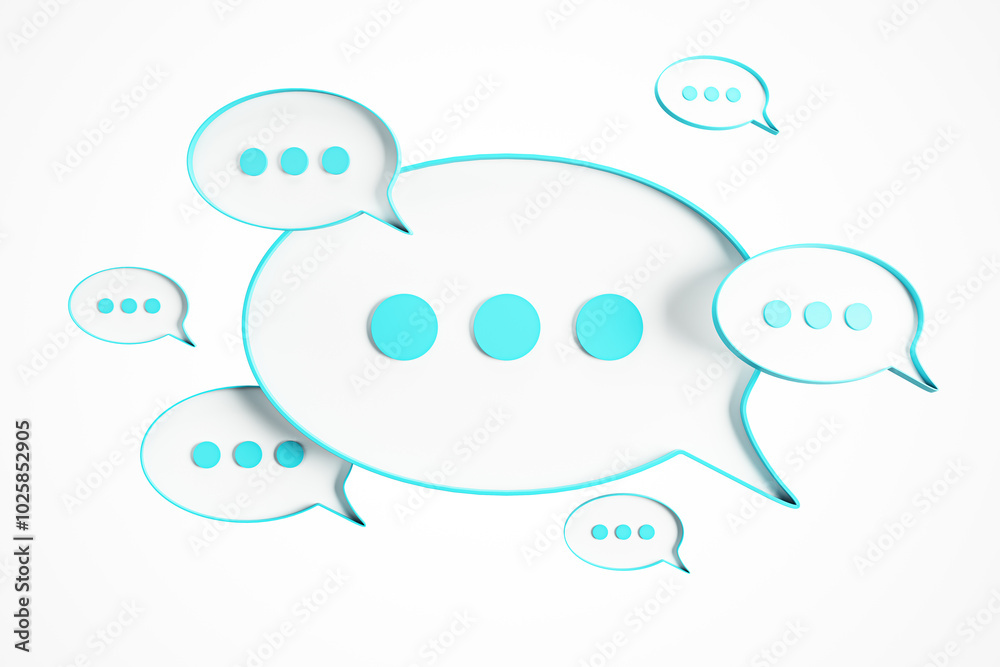 Poster Speech bubbles with dots on white background. 3D Rendering