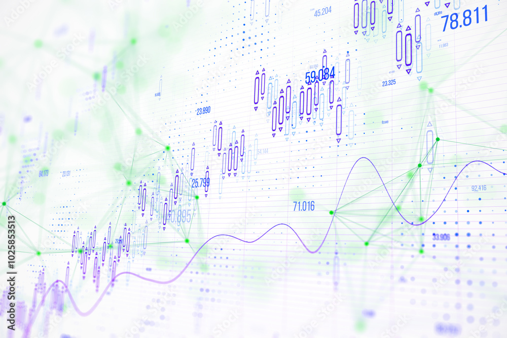 Leinwandbilder Data visualization with graphs and charts. 3D Rendering