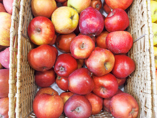 choosing fresh fruits (apples, pears)