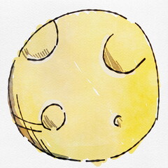  水彩 月見の夜を彩る、満月のお月見手描きイラスト