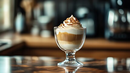 Creamy Layered Coffee Delight in a Glass Cup