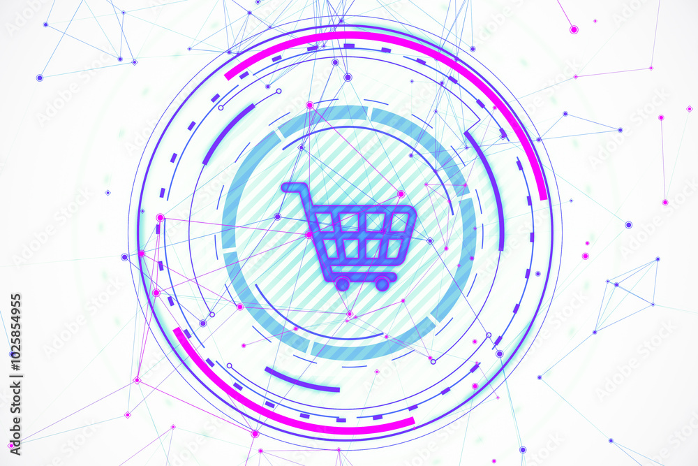 Aufkleber Abstract Shopping Cart Design Concept. 3D Rendering