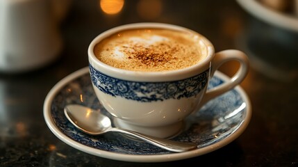 Elegant Coffee Cup with Decorative Plate on Table