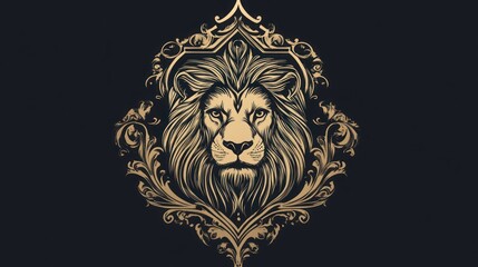 A regal lion's head, depicted in a vintage, intricate, ornate frame.