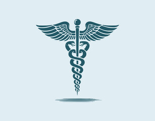 Caduceus medical symbol silhouettes vector illustration 