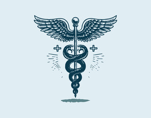 Caduceus medical symbol silhouettes vector illustration 