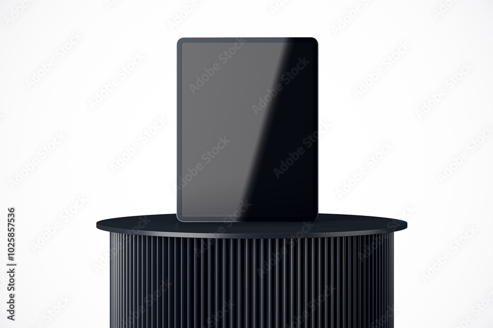 Poster digital tablet on a stylish podium. 3d rendering