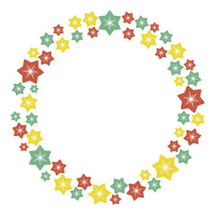 クリスマスカラーの星の円フレーム