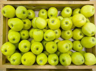 choosing fresh fruits (apples, pears)