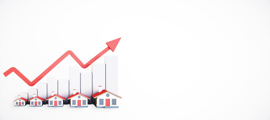 Graph showing housing market growth trends. 3D Rendering