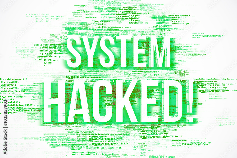 Poster System Hacked Message Illustration. 3D Rendering
