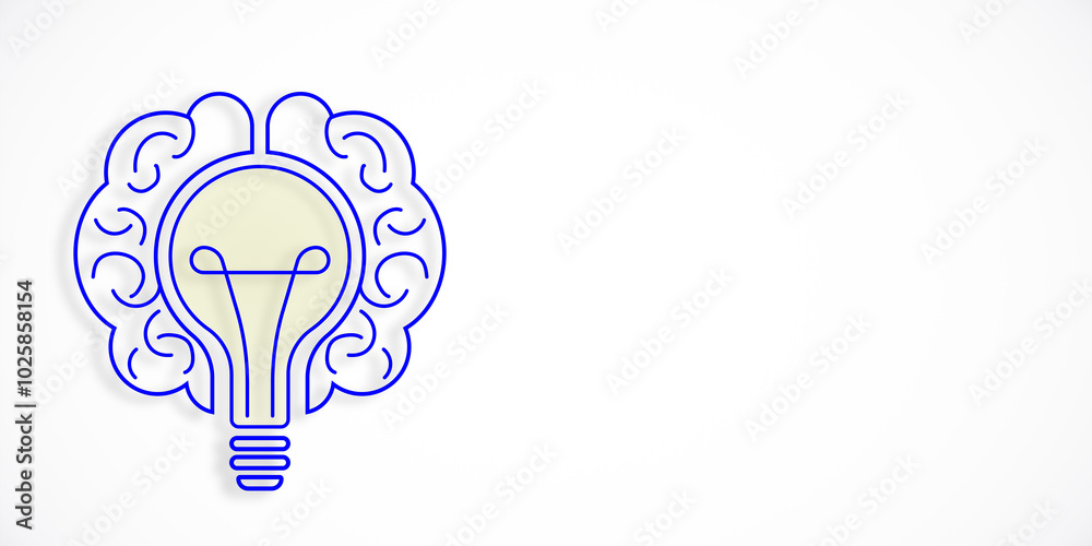 Poster light bulb and brain illustration concept. 3d rendering