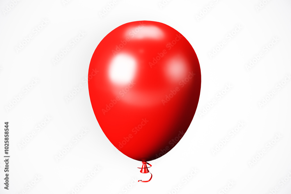 Poster bright red balloon on white background. 3d rendering