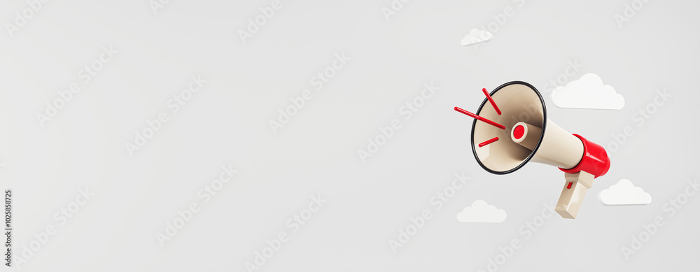 Poster megaphone for marketing message on clean background. 3d rendering