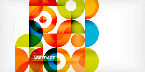 Obraz premium Minimal geometric abstract background. Circle square and triangle design. Trendy techno business template for wallpaper, banner, background or landing