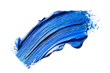blue colored pain stroke isolated on transparent background