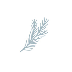 Christmas doodle silhouette pine tree branch plant. Hand drawn xmas decorations vector illustration isolated on white background. Design element for holiday greeting card gift tag