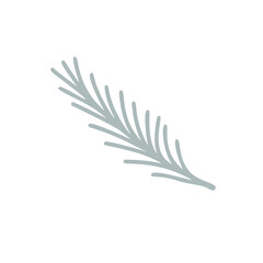 Christmas doodle silhouette pine tree branch plant. Hand drawn xmas decorations winter vector illustration isolated on white background. Design element for holiday greeting card gift tag