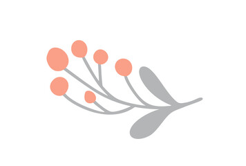 Berries vector illustration. Hand drawn cute autumn red fruit branch. Isolated cartoon graphic icon