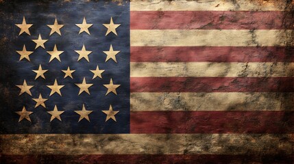 Old Vintage Distressed American Flag with Iconic Stars and Stripes Patriotic Background