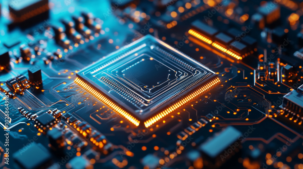 Poster a quantum computer uses a new way of thinking about computing. this image shows a futuristic compute