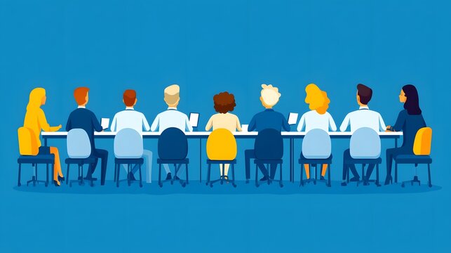 Vector illustration of community workshops discussing the importance of human rights education