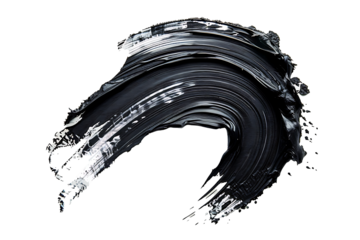 black colored pain stroke isolated on transparent background