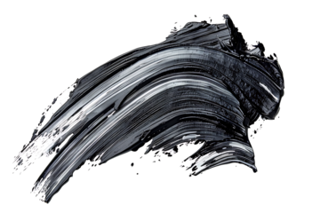 black colored pain stroke isolated on transparent background