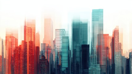 Fototapeta premium A dynamic data visualization overlay is superimposed on a vibrant cityscape