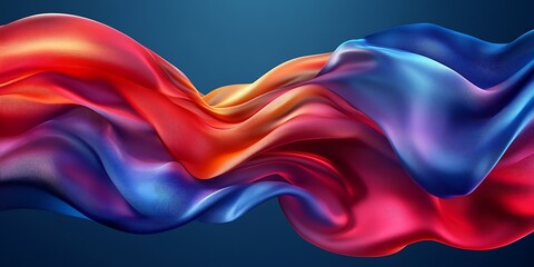 Fototapeta premium Colorful flowing fabric waves on a gradient background.