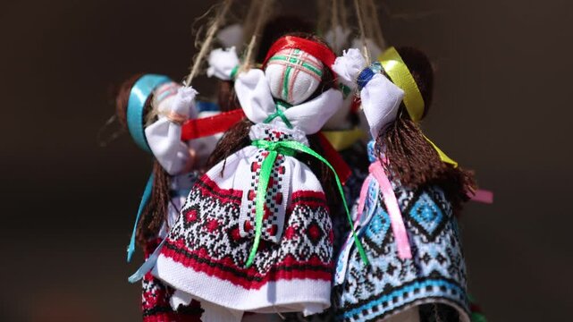 Hand made Ukrainian motanka dolls at ethnic festival