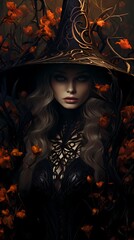 A captivating portrait of a mysterious woman in a black outfit.