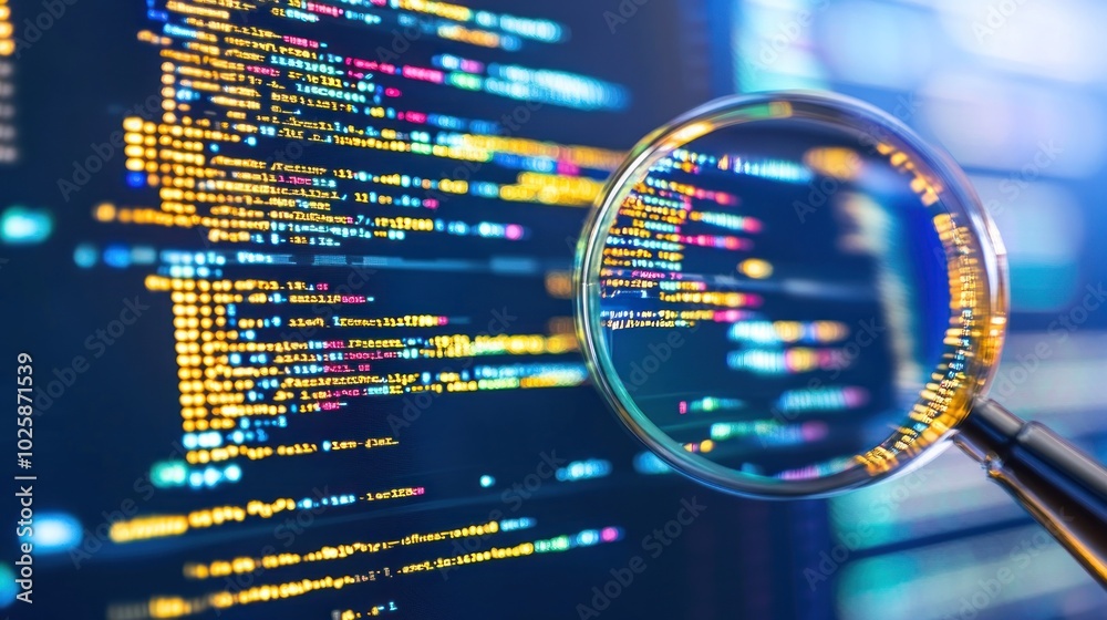 Poster A Magnifying Glass Enlarging Computer Code on a Screen