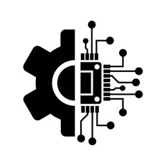 Digital technology gear vector icon