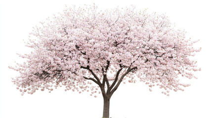 Obraz premium Blossoming cherry tree, white isolate background
