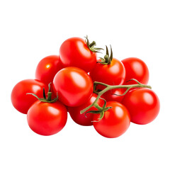 Fresh red tomatoes arranged in a stack on a bright white surface for culinary use