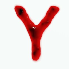 3d render of isolated blood or red wine alphabet letters top view.